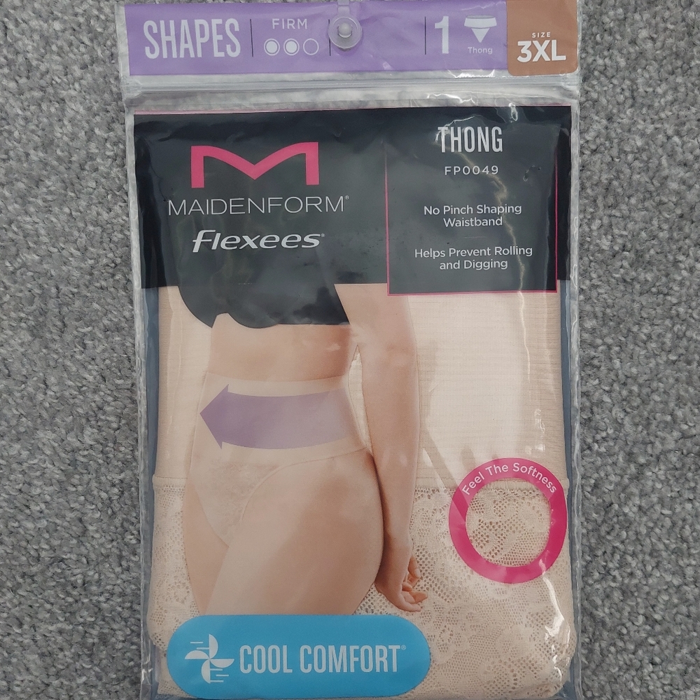Maidenform Flexees Shapewear Thong FP0049 3XL light tan / nude firm no pinch